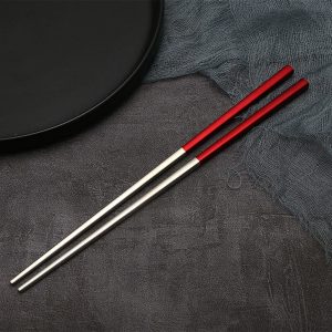 Baguette Chinoises Style Japonaises Rouges et Argent