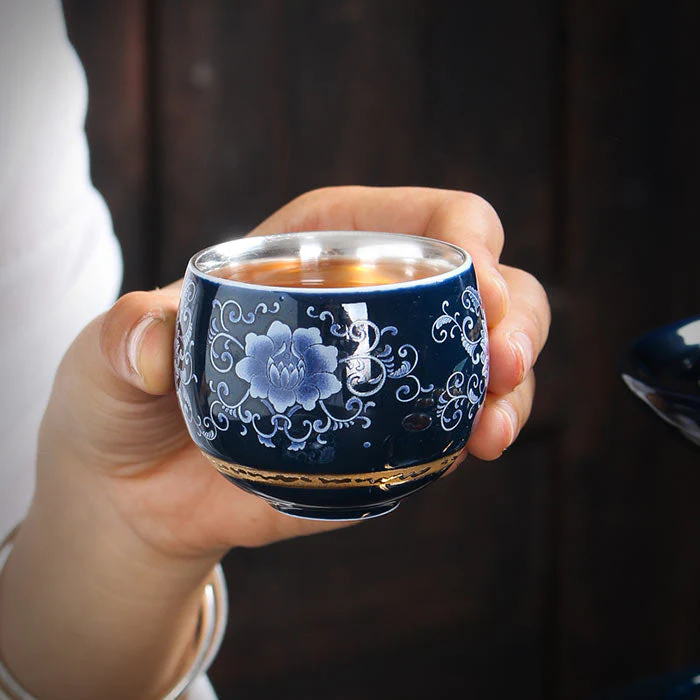 Service à Thé Chinois Plaqué Argent – Image 7