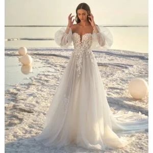 Robe de Mariée Avec Dentelle Sur Les Bras