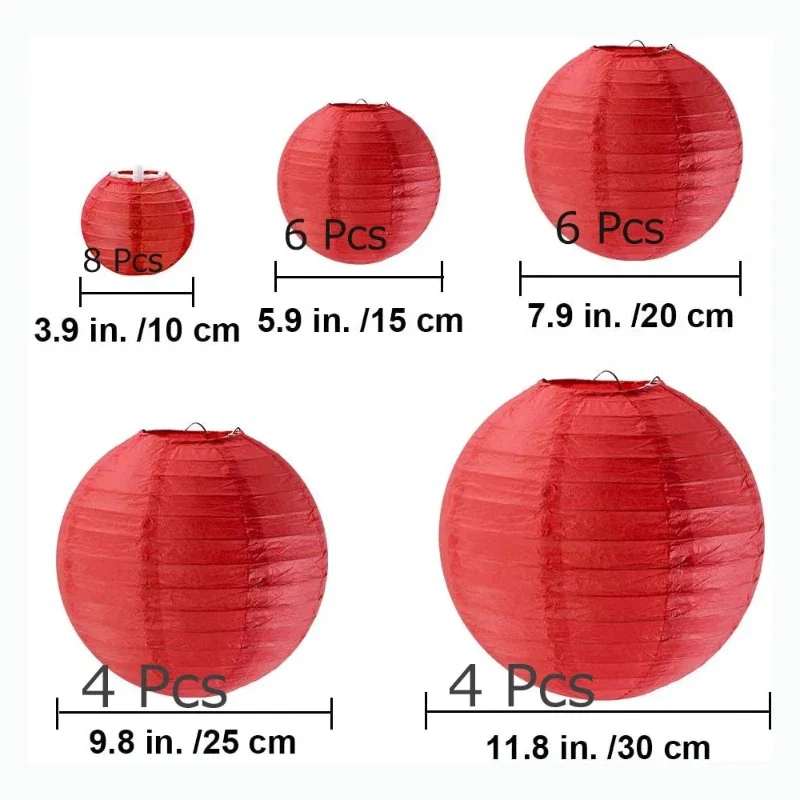 Boules Chinoises Papier Lanternes Rouges – Image 3