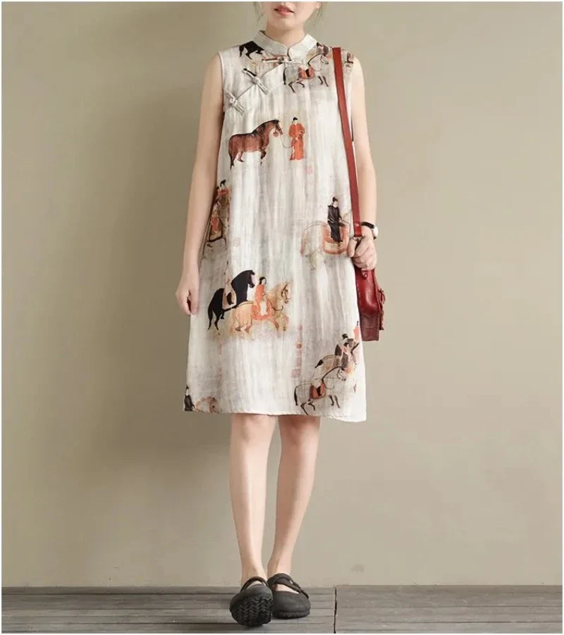 Cheongsam Robe Longue Sans Manches – Image 2