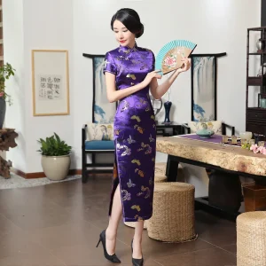 Cheongsam Robe Longue Slim Papillon
