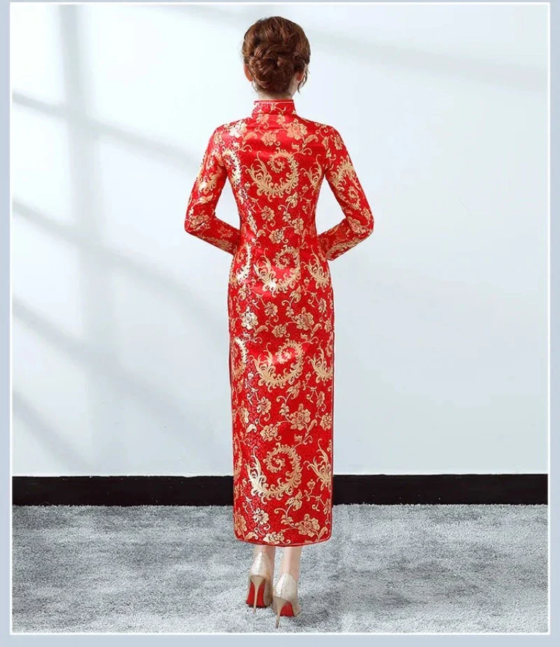 Cheongsam Robe Mariée Longue Dragon – Image 3