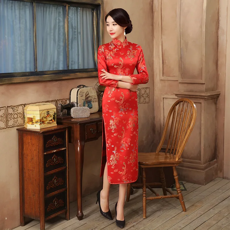 Cheongsam Robe Mariée Longue Dragon – Image 8