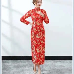 Cheongsam Robe Mariée Longue Dragon