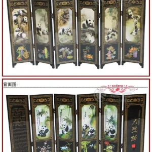 Paravent Chinois Laqué Panda Pliant