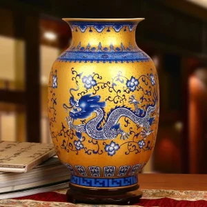 Vase Chinois Céramique Art Dragon