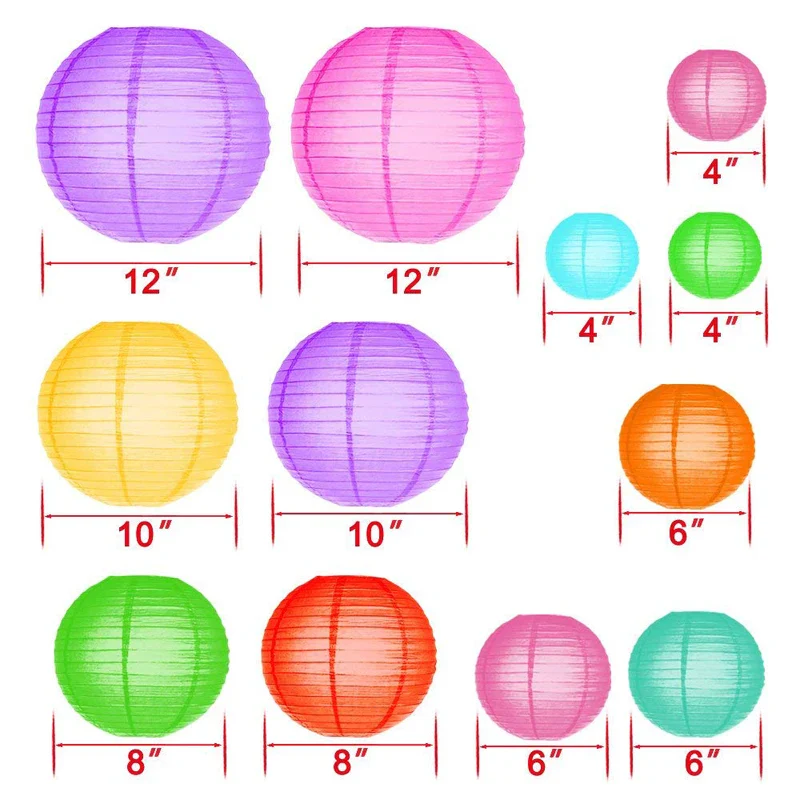 Boules Chinoises Papier Colorées Assorties – Image 3