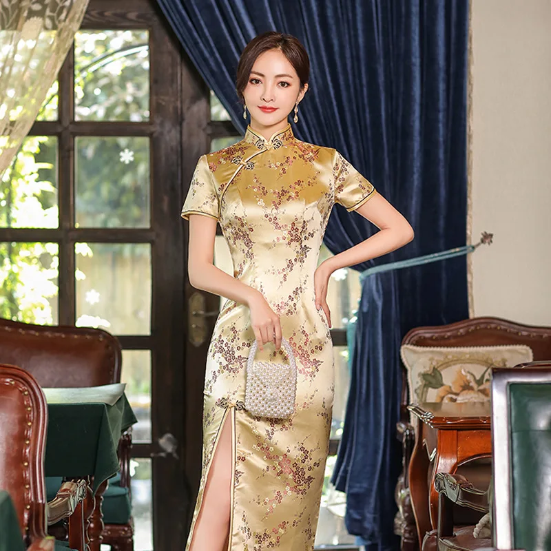 Cheongsam Robe Longue Col Mandarin – Image 4