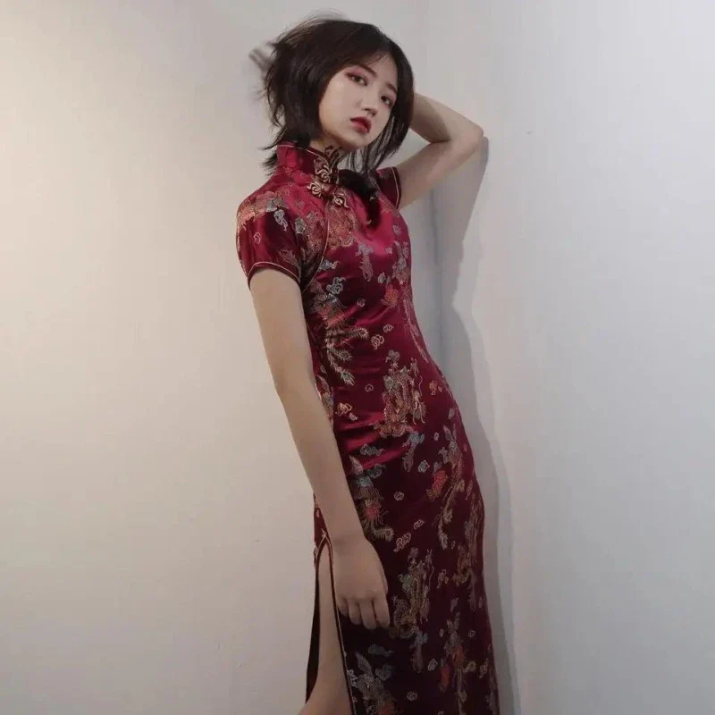 Cheongsam Robe Classique Sexy Longue
