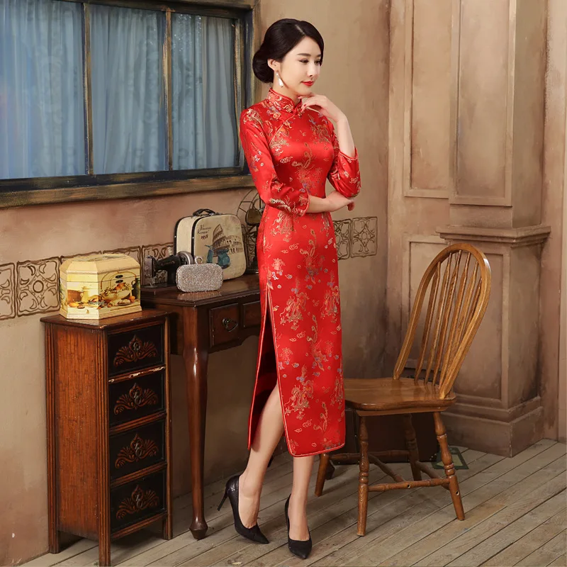 Cheongsam Robe Mariée Longue Dragon – Image 6