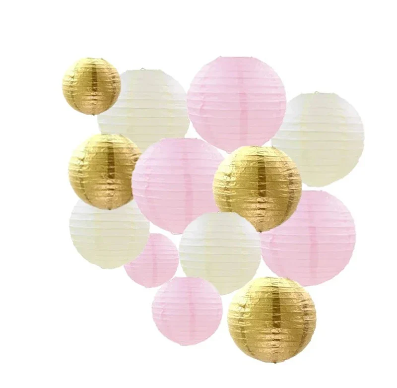 Lanterne Chinoise Papier Or Et Blanc – Image 3