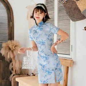 Cheongsam Robe Satin Qipao Court