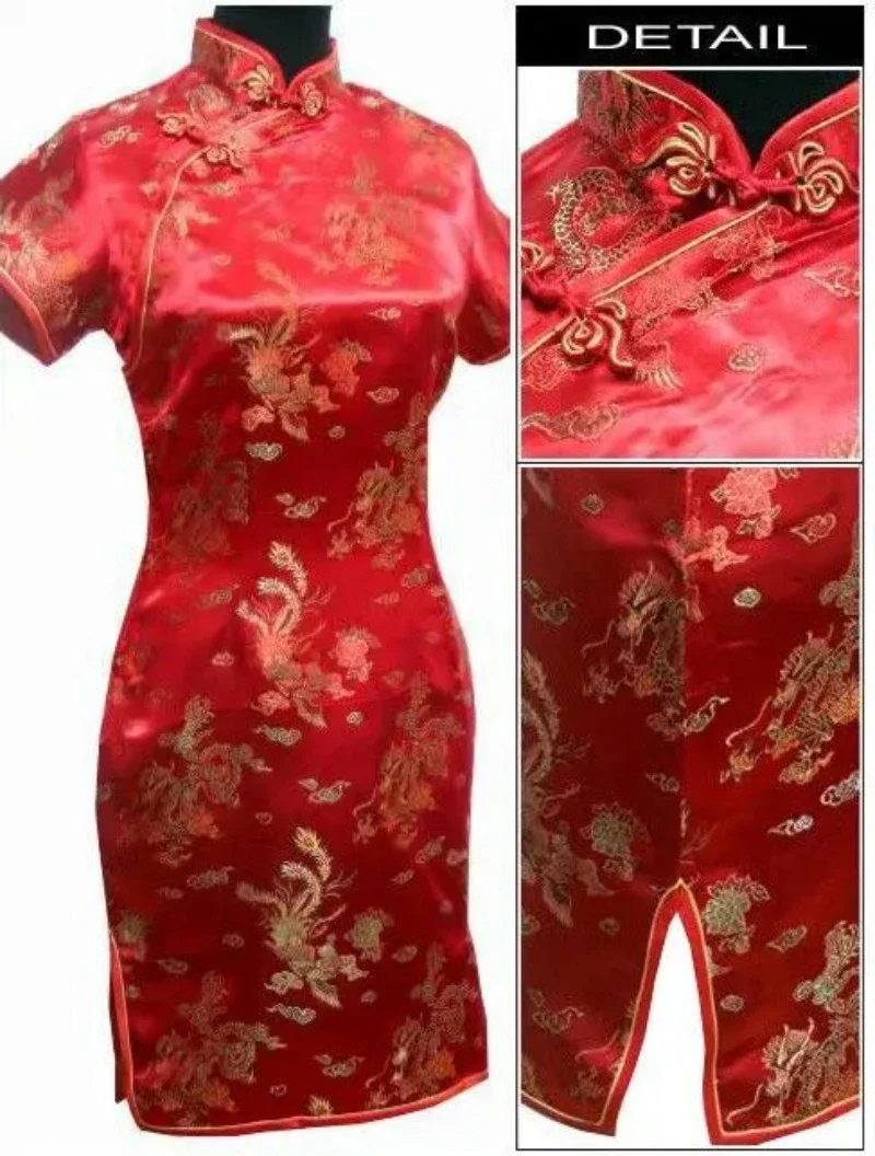 Cheongsam Robe Soirée Mini Satin – Image 6