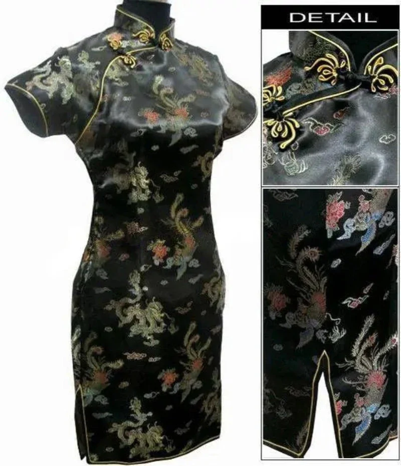 Cheongsam Robe Soirée Mini Satin – Image 2
