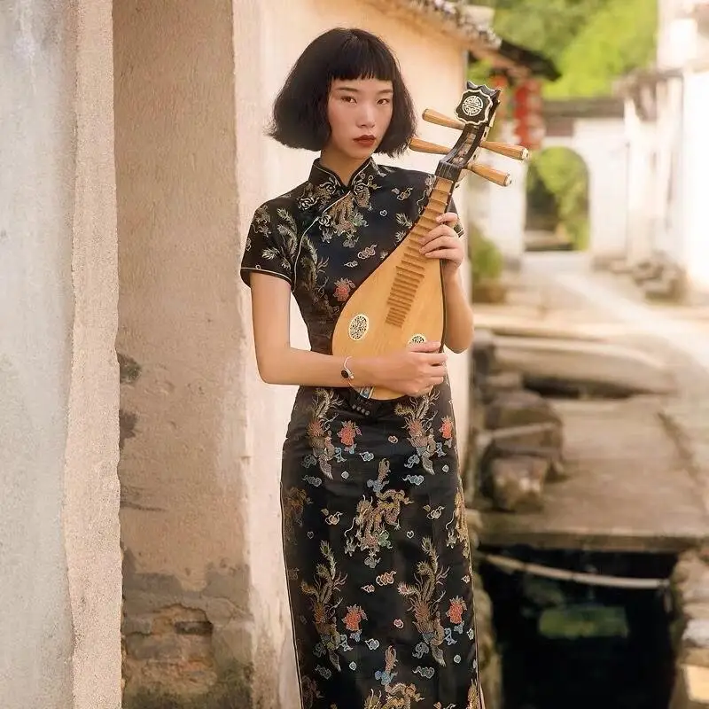 Cheongsam Robe Classique Sexy Longue – Image 8