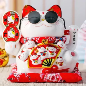 Chat Chinois en Porcelaine