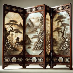 Paravent Chinois Laque et Nacre