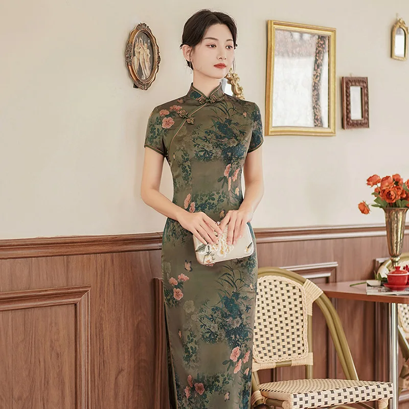 Cheongsam Robe Imprimé Sexy Vestidos – Image 9