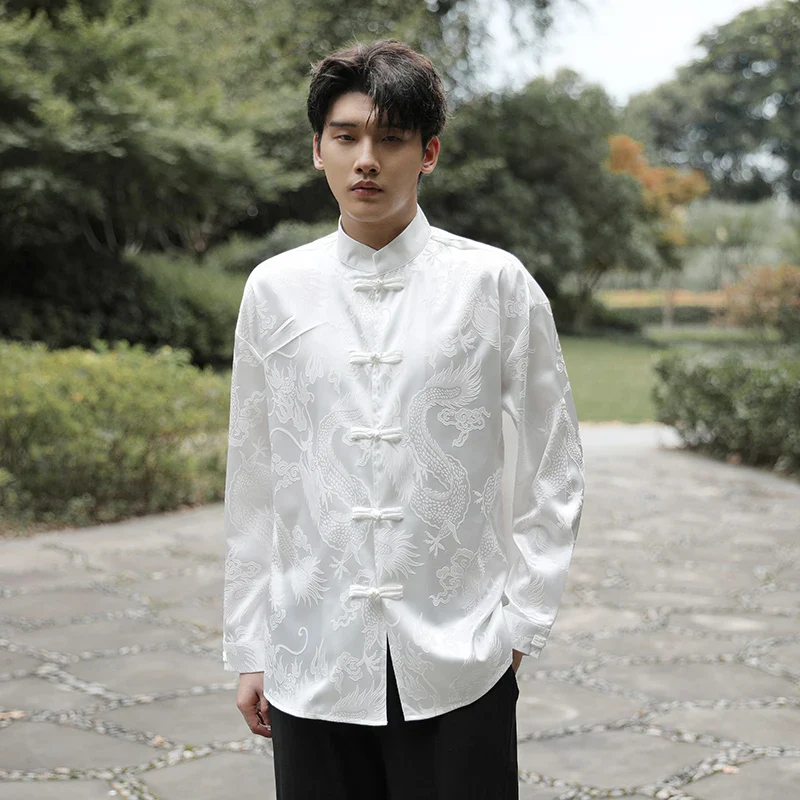 Chemises Chinoises Hommes Soie Col Tang – Image 7