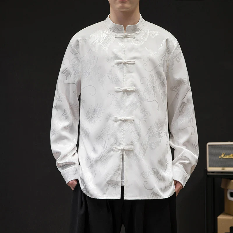 Chemises Chinoises Hommes Soie Col Tang – Image 6