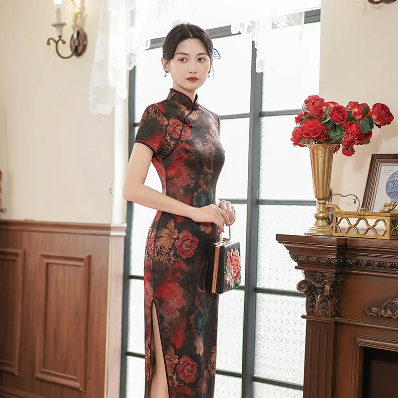 Cheongsam Robe Imprimé Sexy Vestidos – Image 3