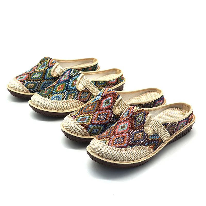 Chaussons Chinois Plats Lin Broderie – Image 7