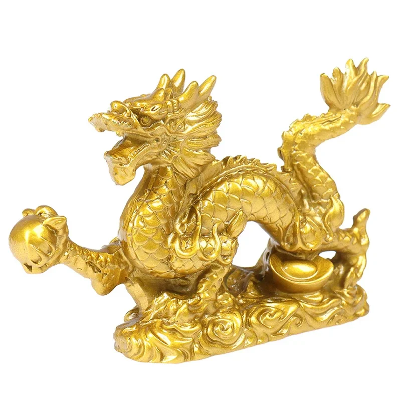 Figurine Chinoise Statue Dragon Doré