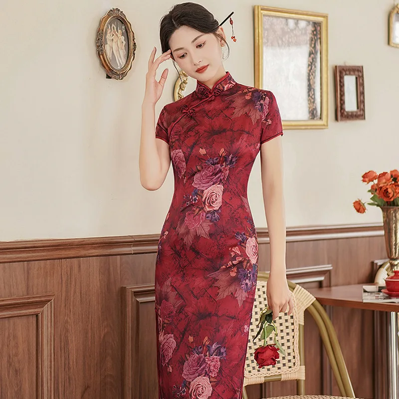 Cheongsam Robe Imprimé Sexy Vestidos – Image 8