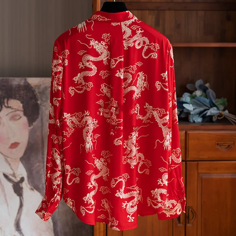 Chemises Chinoises Hommes Soie Dragon – Image 5