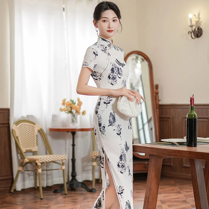 Cheongsam Robe Imprimé Sexy Vestidos – Image 7