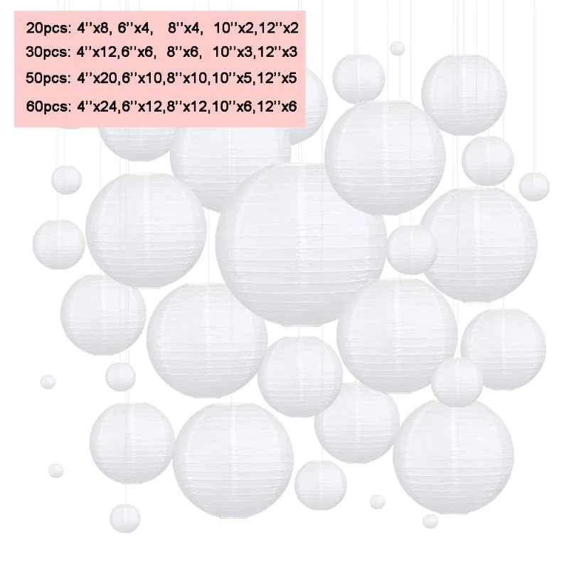 Lanterne Chinoise Éléguante Papier Blanc – Image 5