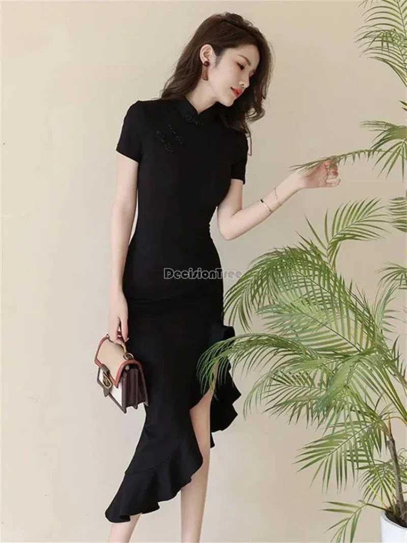 Cheongsam Robe Boucle Fendu Long – Image 6