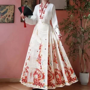 Hanfu Femme Chemisier Jupe Plissée