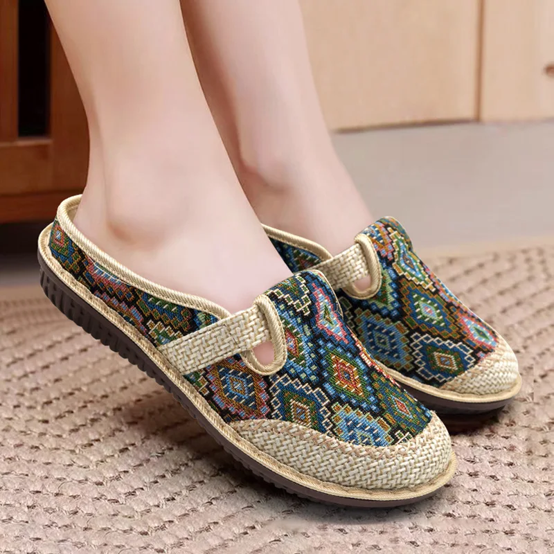 Chaussons Chinois Plats Lin Broderie – Image 6