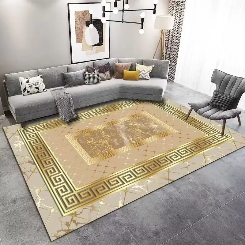 Tapis Chinois Abstrait Doré Luxe