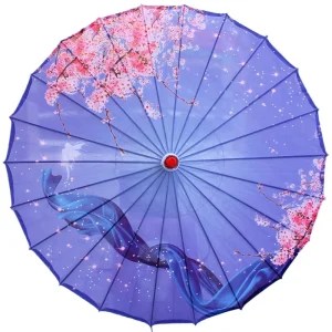 Ombrelle Chinoise En Soie Avec Fleurs