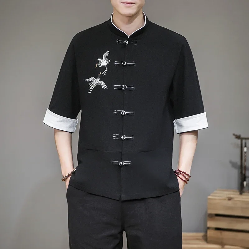 Chemises Chinoises Hommes Col Mandarin – Image 5