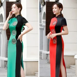 Robe Chinoise Bicolore