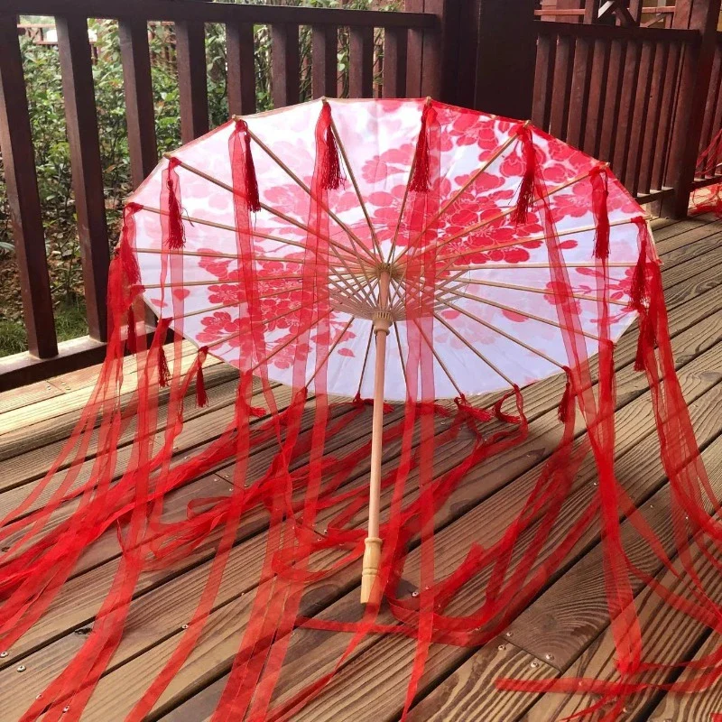 Ombrelle Chinoise Noire Avec Rubans – Image 8