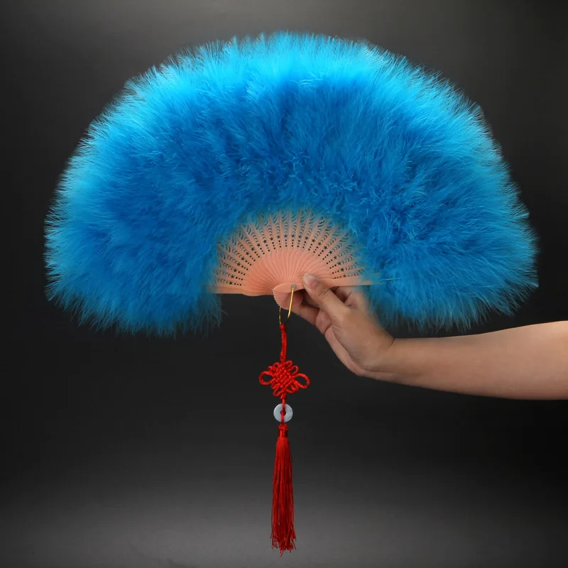 Éventails Chinois Pliant Velours Plumes – Image 5