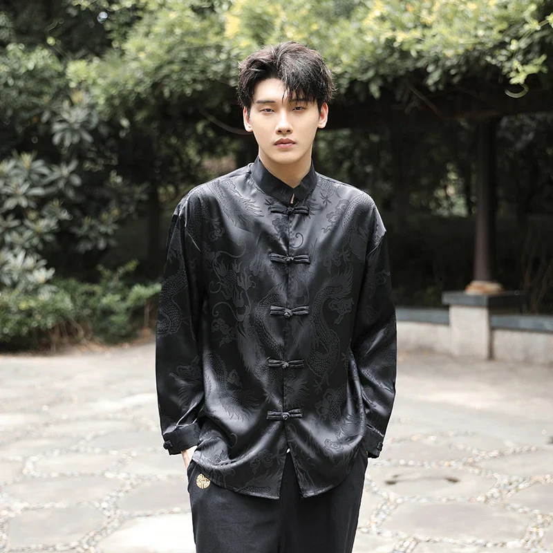 Chemises Chinoises Hommes Soie Col Tang – Image 8