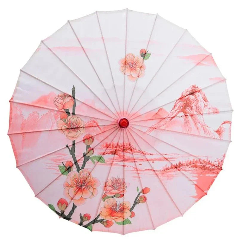 Ombrelle Chinoise Soie Rose à Fleurs – Image 6