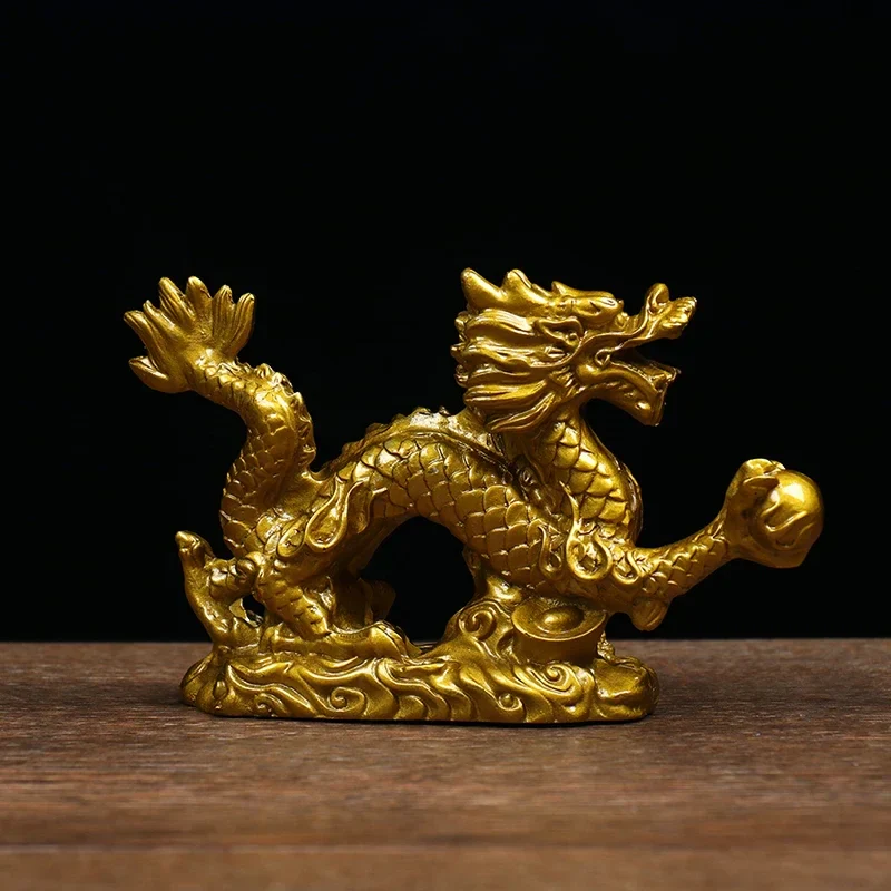 Figurine Chinoise Statue Dragon Doré – Image 7