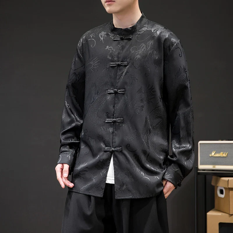 Chemises Chinoises Hommes Soie Col Tang – Image 4