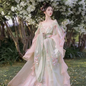 Hanfu Robe Brodée Manches Larges