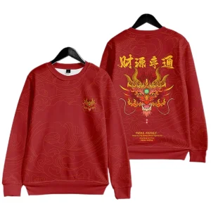 Pull Chinois Rouge À Motif Dragon
