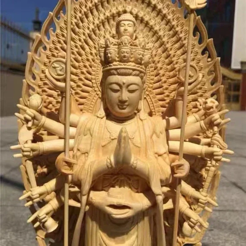 Figurine Chinoise Bouddha Bois Massif – Image 4
