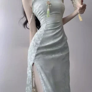 Cheongsam Robe Longue Épaules Dénudées