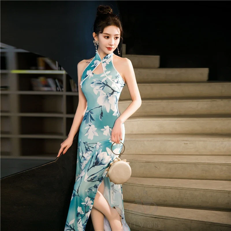 Cheongsam Robe Col Halter Satin – Image 7